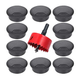 Maxbell 10Pcs 60mm Desk Cord Cable Grommets Cover with Drill Bit Practical Accessory