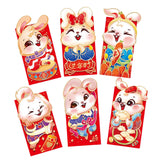 Maxbell 6 Pieces Chinese New Year Red Envelopes Chinese Hongbao Paper for Party Style A