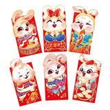 Maxbell 6 Pieces Chinese New Year Red Envelopes Chinese Hongbao Paper for Party Style A