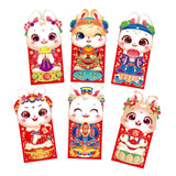 Maxbell 6 Pieces Chinese New Year Red Envelopes Chinese Hongbao Paper for Party Style B