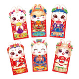 Maxbell 6 Pieces Chinese New Year Red Envelopes Chinese Hongbao Paper for Party Style B