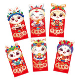 Maxbell 6 Pieces Chinese New Year Red Envelopes Chinese Hongbao Paper for Party Style C