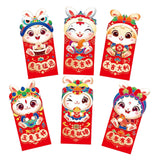 Maxbell 6 Pieces Chinese New Year Red Envelopes Chinese Hongbao Paper for Party Style C