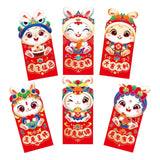 Maxbell 6 Pieces Chinese New Year Red Envelopes Chinese Hongbao Paper for Party Style C