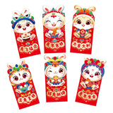 Maxbell 6 Pieces Chinese New Year Red Envelopes Chinese Hongbao Paper for Party Style C
