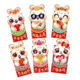 Maxbell 6 Pieces Chinese New Year Red Envelopes Chinese Hongbao Paper for Party Style D