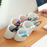 Maxbell Makeup Brush Storage Rack 7 hole Pencil Dispenser for Home Office Kids White
