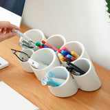 Maxbell Makeup Brush Storage Rack 7 hole Pencil Dispenser for Home Office Kids White