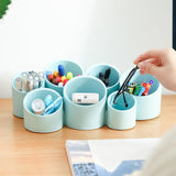 Maxbell Makeup Brush Storage Rack 7 hole Pencil Dispenser for Home Office Kids Blue