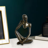 Maxbell Modern Abstract Thinker Statue Collectible for Home Living Room Decoration Black Left L