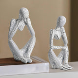 Maxbell Modern Abstract Thinker Statue Collectible for Home Living Room Decoration White Left S