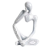 Maxbell Modern Abstract Thinker Statue Collectible for Home Living Room Decoration White Left S