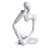 Maxbell Modern Abstract Thinker Statue Collectible for Home Living Room Decoration White Left S