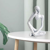 Maxbell Modern Abstract Thinker Statue Collectible for Home Living Room Decoration White Left S