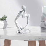 Maxbell Modern Abstract Thinker Statue Collectible for Home Living Room Decoration White Left S
