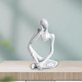 Maxbell Modern Abstract Thinker Statue Collectible for Home Living Room Decoration White Left S