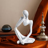Maxbell Modern Abstract Thinker Statue Collectible for Home Living Room Decoration White Left S