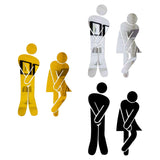 Maxbell Men's & Women's Restroom Signs 1Pair Symbols for Bar Commercial Business Silver