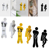 Maxbell Men's & Women's Restroom Signs 1Pair Symbols for Bar Commercial Business Silver