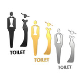 Maxbell Male and Female Bathroom Door Signage Decor Unisex Acrylic for Business Black