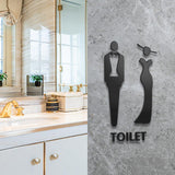 Maxbell Male and Female Bathroom Door Signage Decor Unisex Acrylic for Business Black