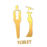 Maxbell Male and Female Bathroom Door Signage Decor Unisex Acrylic for Business Golden