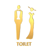 Maxbell Male and Female Bathroom Door Signage Decor Unisex Acrylic for Business Golden