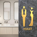 Maxbell Male and Female Bathroom Door Signage Decor Unisex Acrylic for Business Golden