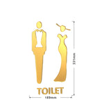 Maxbell Male and Female Bathroom Door Signage Decor Unisex Acrylic for Business Golden