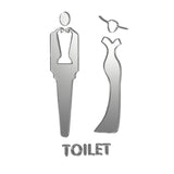 Maxbell Male and Female Bathroom Door Signage Decor Unisex Acrylic for Business Silver