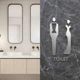 Maxbell Male and Female Bathroom Door Signage Decor Unisex Acrylic for Business Silver