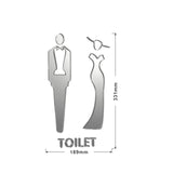 Maxbell Male and Female Bathroom Door Signage Decor Unisex Acrylic for Business Silver