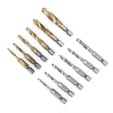 Maxbell 12 Pieces Tap drills bits Metric inch hexes shanks Hand Tools for Deburring