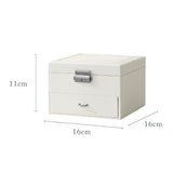 Maxbell Jewellery Box Organiser Locking Double Layer PU Leather Jewelry Case White