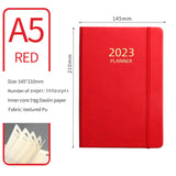 Maxbell A5 Notebook Planner Journal Notebook 2023 Weekly Planner Notepads PU Cover Red