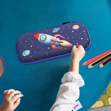 Maxbell Pen Pouch Box Desk Organizer Portable Pencil Case for Office Stationery Kids Rocket