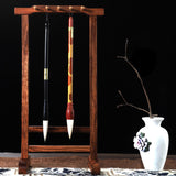 Maxbell Calligraphy Brush Pen Holder 10 Hook Hanging Retro for Office Holiday Gifts Rosewood