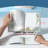 Maxbell 2in1 Book Stand Pencil Box Foldable Page Clips Table Home Textbook Blue