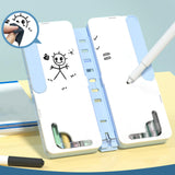 Maxbell 2in1 Book Stand Pencil Box Foldable Page Clips Table Home Textbook Blue