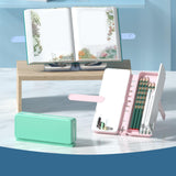 Maxbell 2in1 Book Stand Pencil Box Foldable Page Clips Table Home Textbook Green