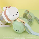 Maxbell Water Bottle 500ml with Lid and Straw Dog Shaped Creative for Outdoors Girls white