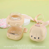 Maxbell Water Bottle 500ml with Lid and Straw Dog Shaped Creative for Outdoors Girls white