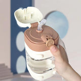 Maxbell Water Bottle 500ml with Lid and Straw Dog Shaped Creative for Outdoors Girls white