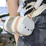 Maxbell Water Bottle 500ml with Lid and Straw Dog Shaped Creative for Outdoors Girls white