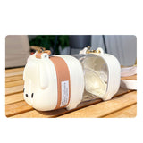 Maxbell Water Bottle 500ml with Lid and Straw Dog Shaped Creative for Outdoors Girls white