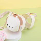 Maxbell Water Bottle 500ml with Lid and Straw Dog Shaped Creative for Outdoors Girls white