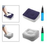 Maxbell Folding Inflatable Footrest Pad with Inflator Pillow for Plane Cars Parts Gray Blue