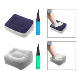 Maxbell Folding Inflatable Footrest Pad with Inflator Pillow for Plane Cars Parts Gray Blue