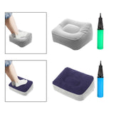 Maxbell Folding Inflatable Footrest Pad with Inflator Pillow for Plane Cars Parts Gray Blue