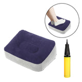 Maxbell Folding Inflatable Footrest Pad with Inflator Pillow for Plane Cars Parts Gray Blue